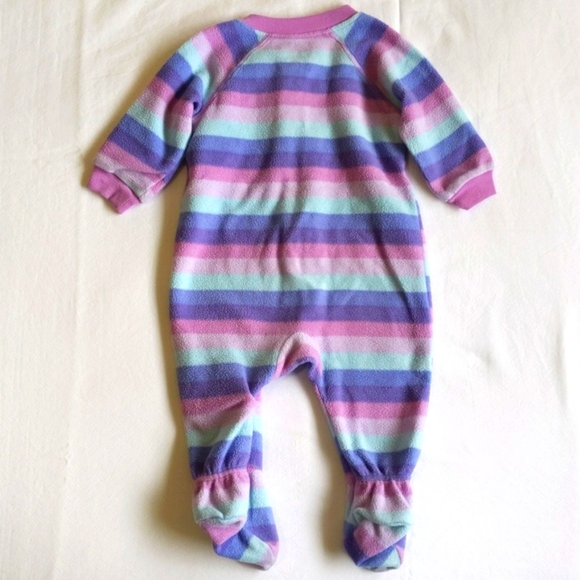 children's place striped fleece zipper footie sleeper pajamas 3-6 months baby - Picture 6 of 6
